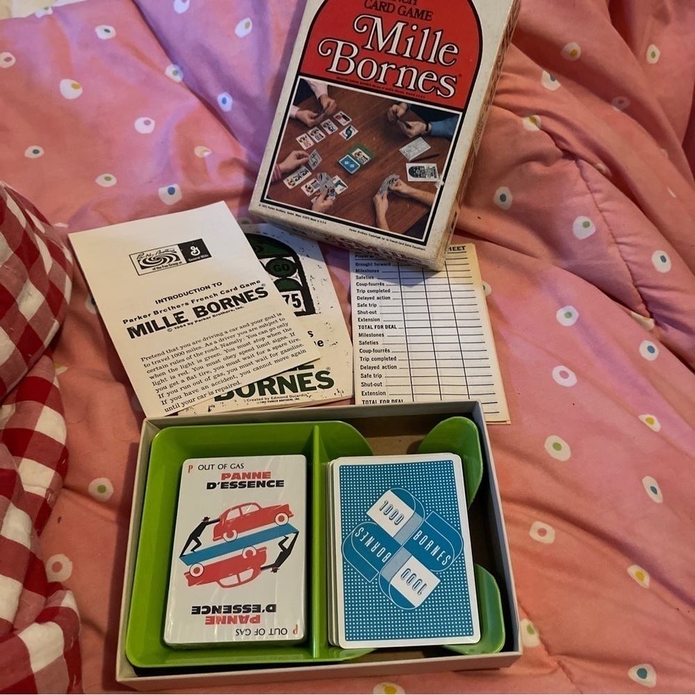 Vintage Mille Bornes French Card Game 1971 on box Complete Parker Brothers